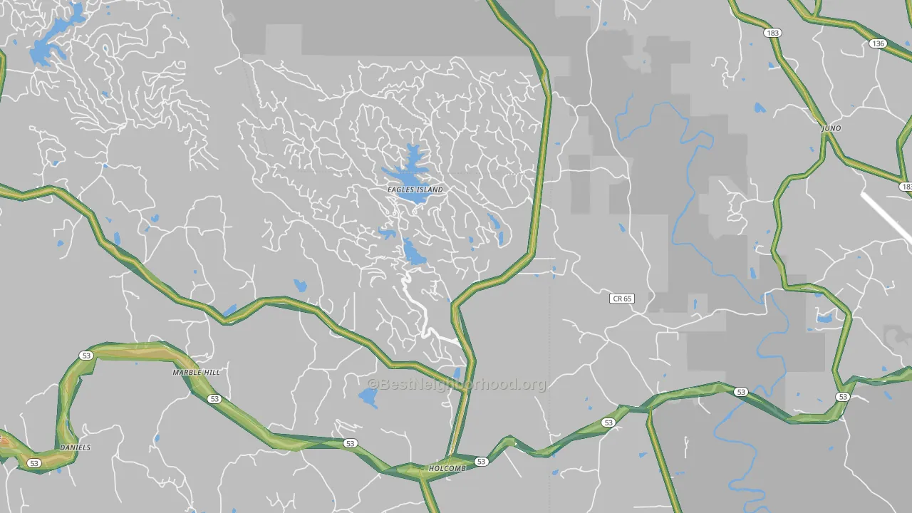 Marble Hill, GA Map of Noise Levels in Marble Hill