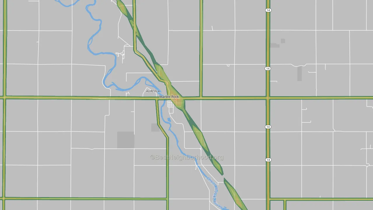 Marble Rock, IA Map of Noise Levels in Marble Rock