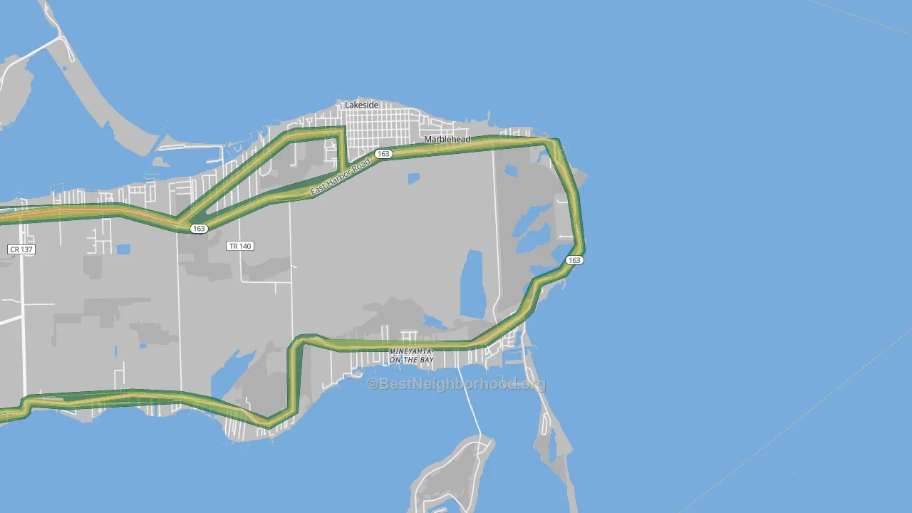 Marblehead, OH Map of Noise Levels in Marblehead