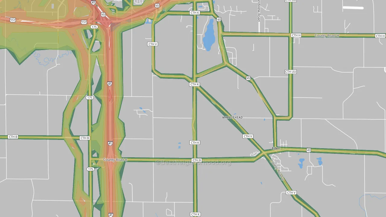Marblehead, WI Map of Noise Levels in Marblehead