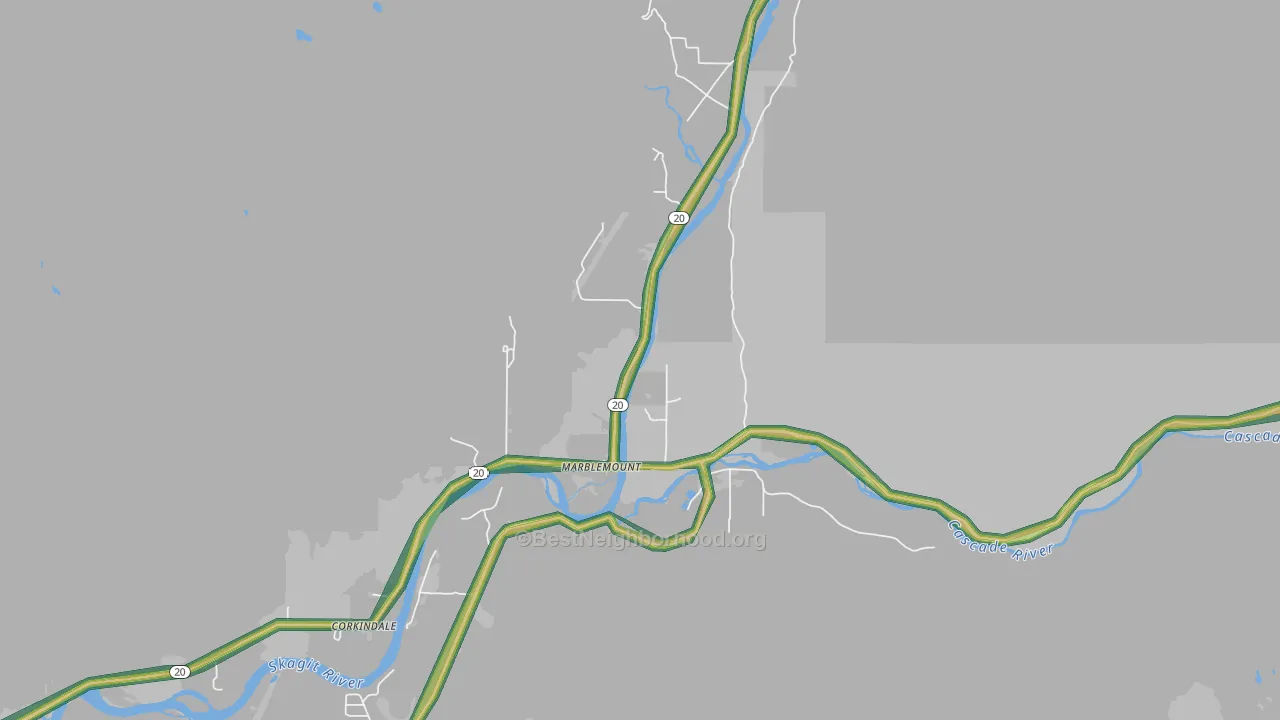 Marblemount, WA Map of Noise Levels in Marblemount