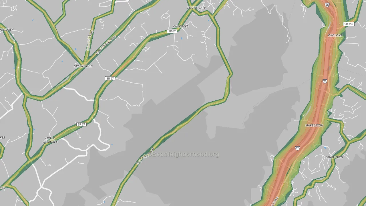 Marbleton, TN Map of Noise Levels in Marbleton