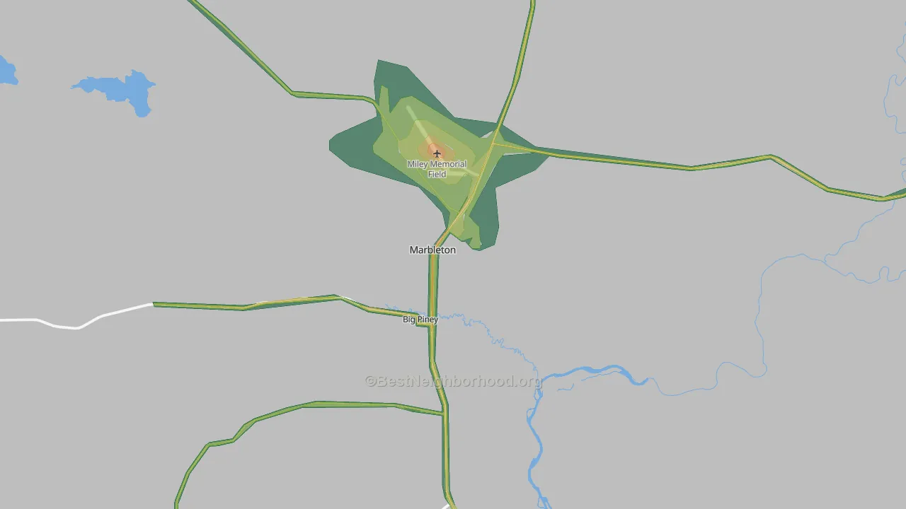 Marbleton, WY Map of Noise Levels in Marbleton