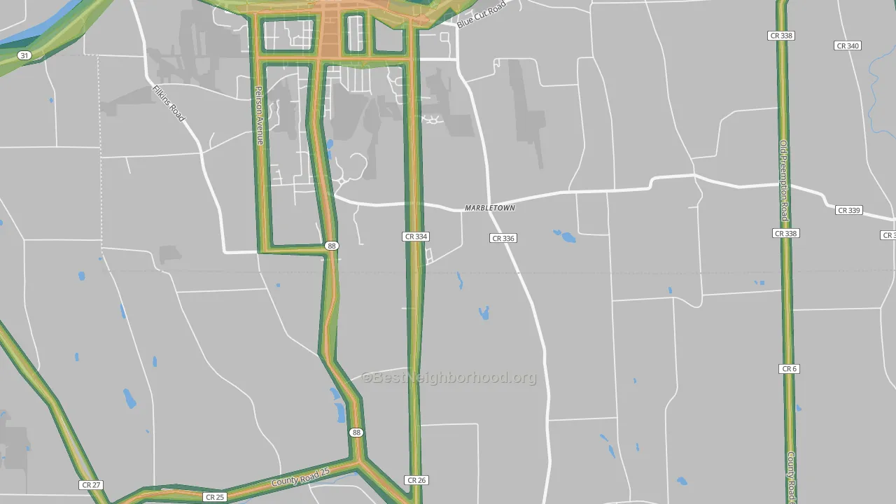 Marbletown, NY Map of Noise Levels in Marbletown