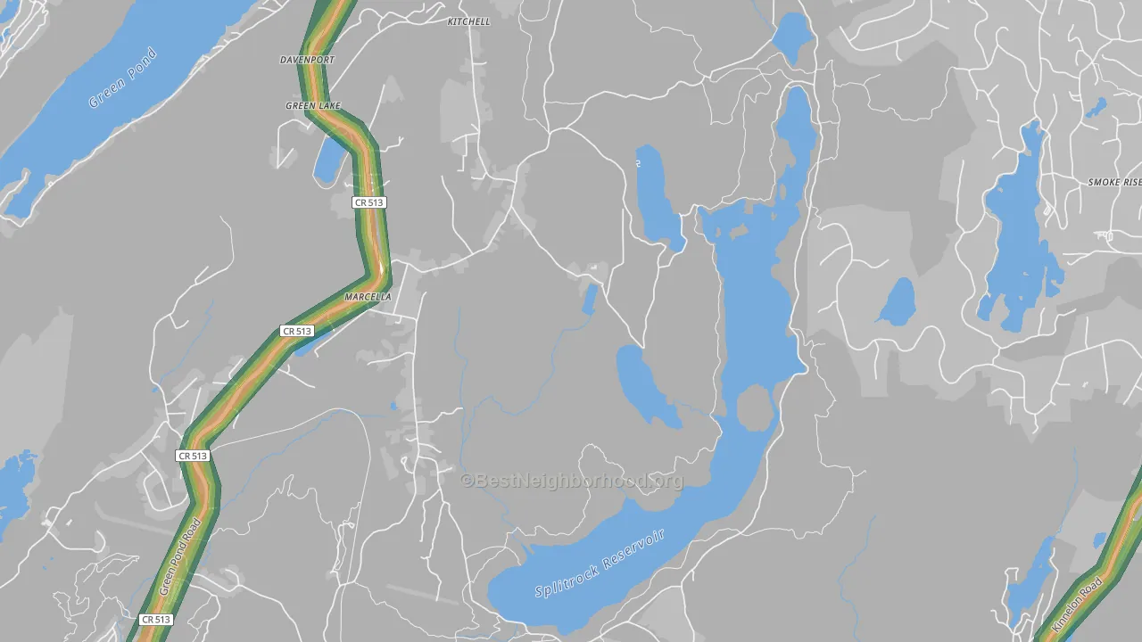 Marcella, NJ Map of Noise Levels in Marcella