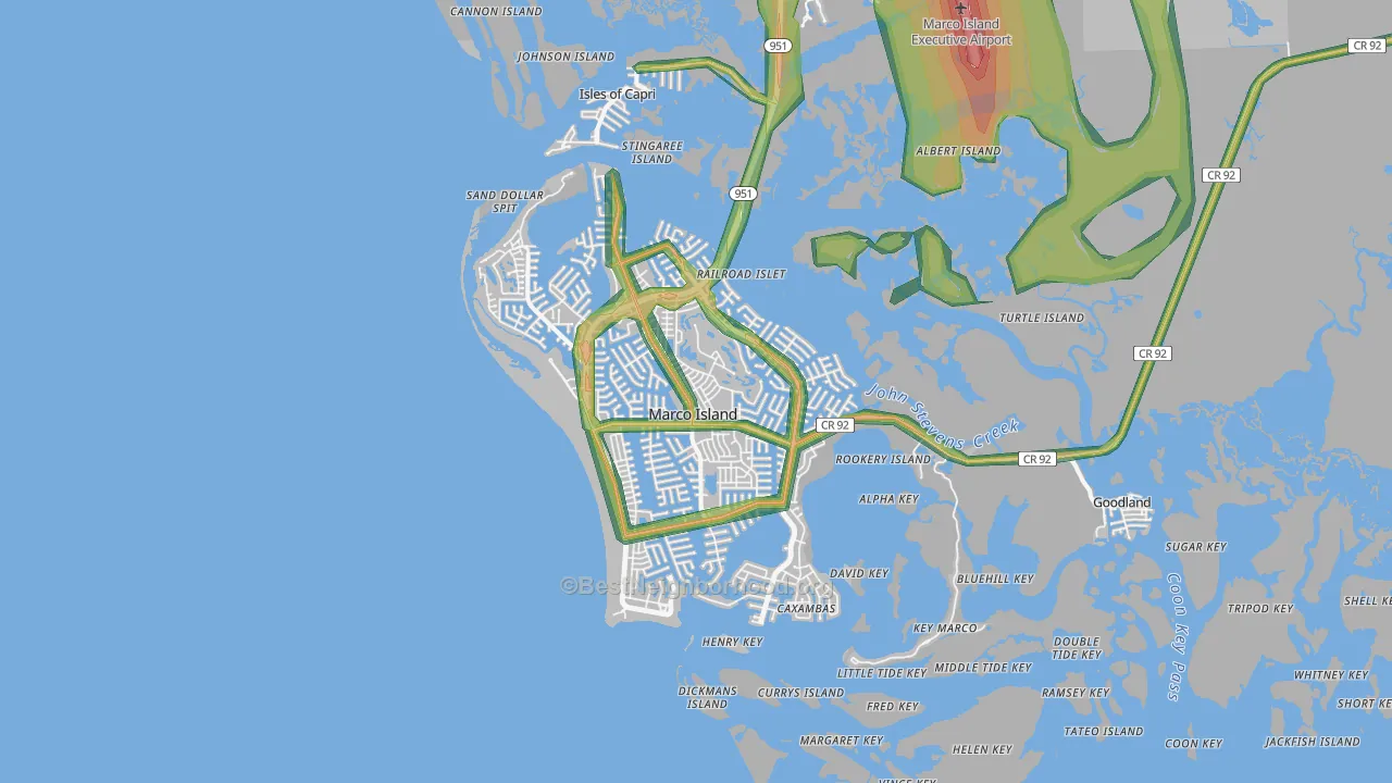 Marco Island, FL Map of Noise Levels in Marco Island