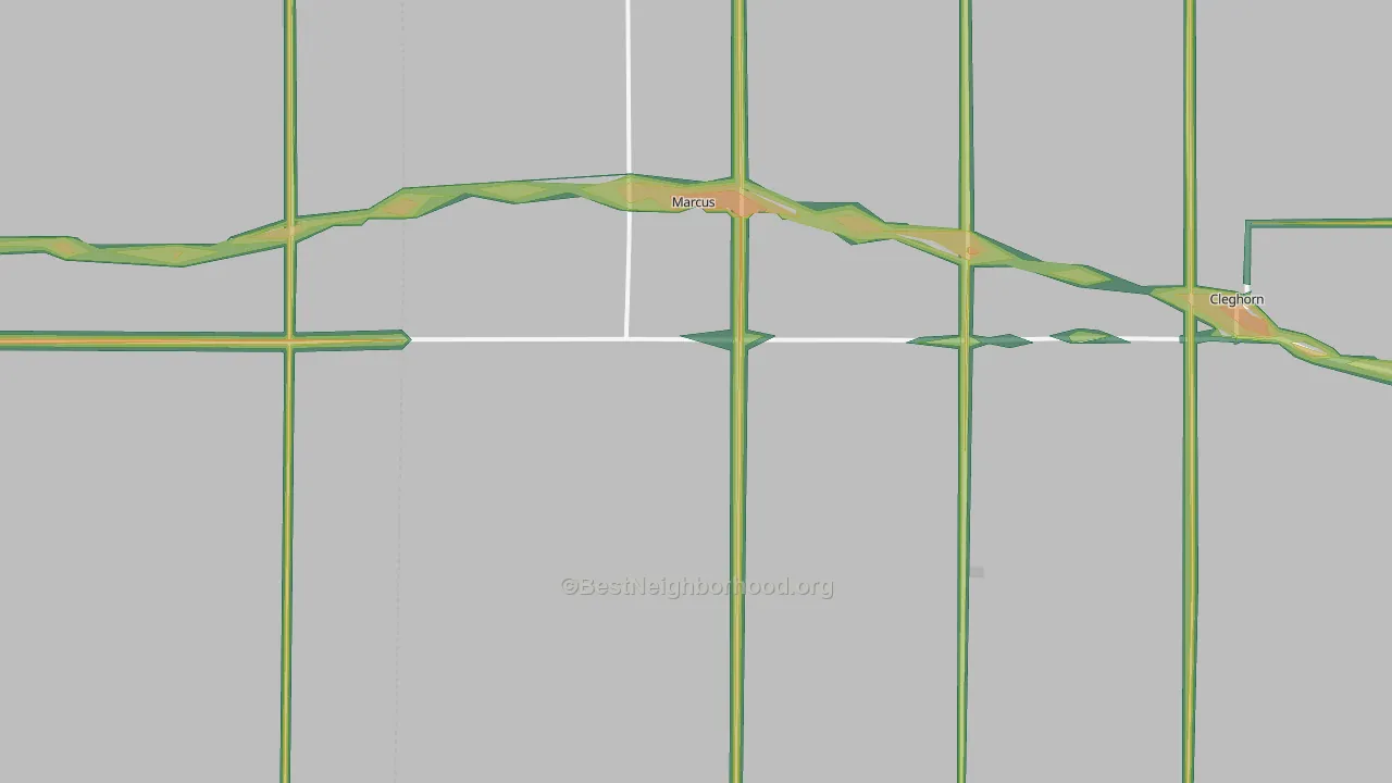 Marcus, IA Map of Noise Levels in Marcus