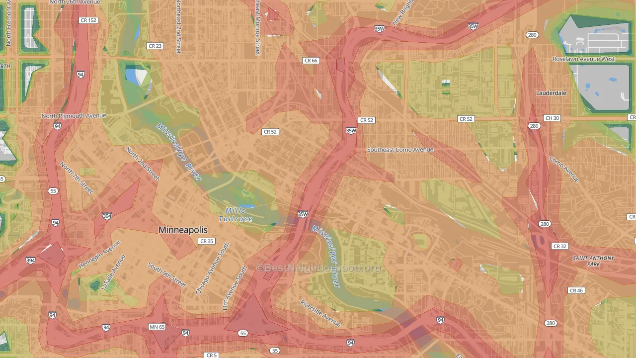 Marcy Holmes, Minneapolis, MN Map of Noise Levels in Marcy Holmes