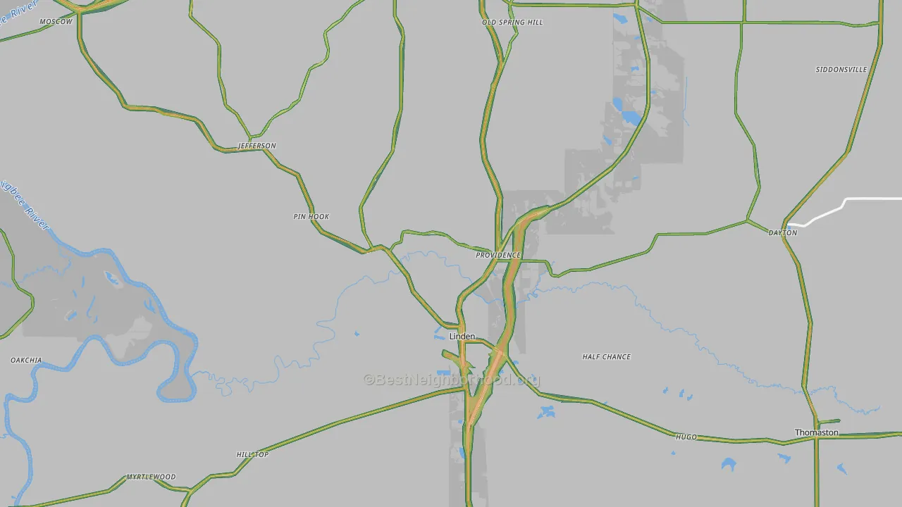 Marengo County, AL Map of Noise Levels in Marengo County