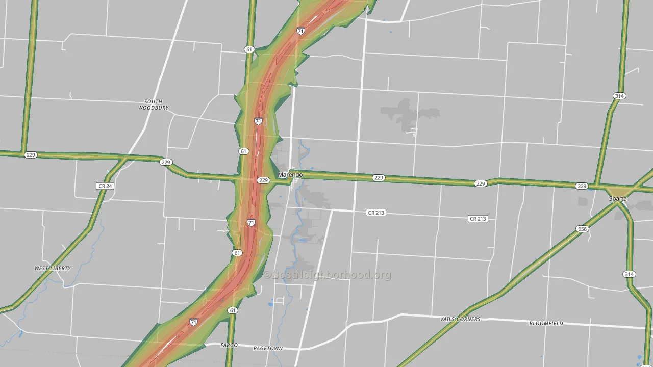 Marengo, OH Map of Noise Levels in Marengo