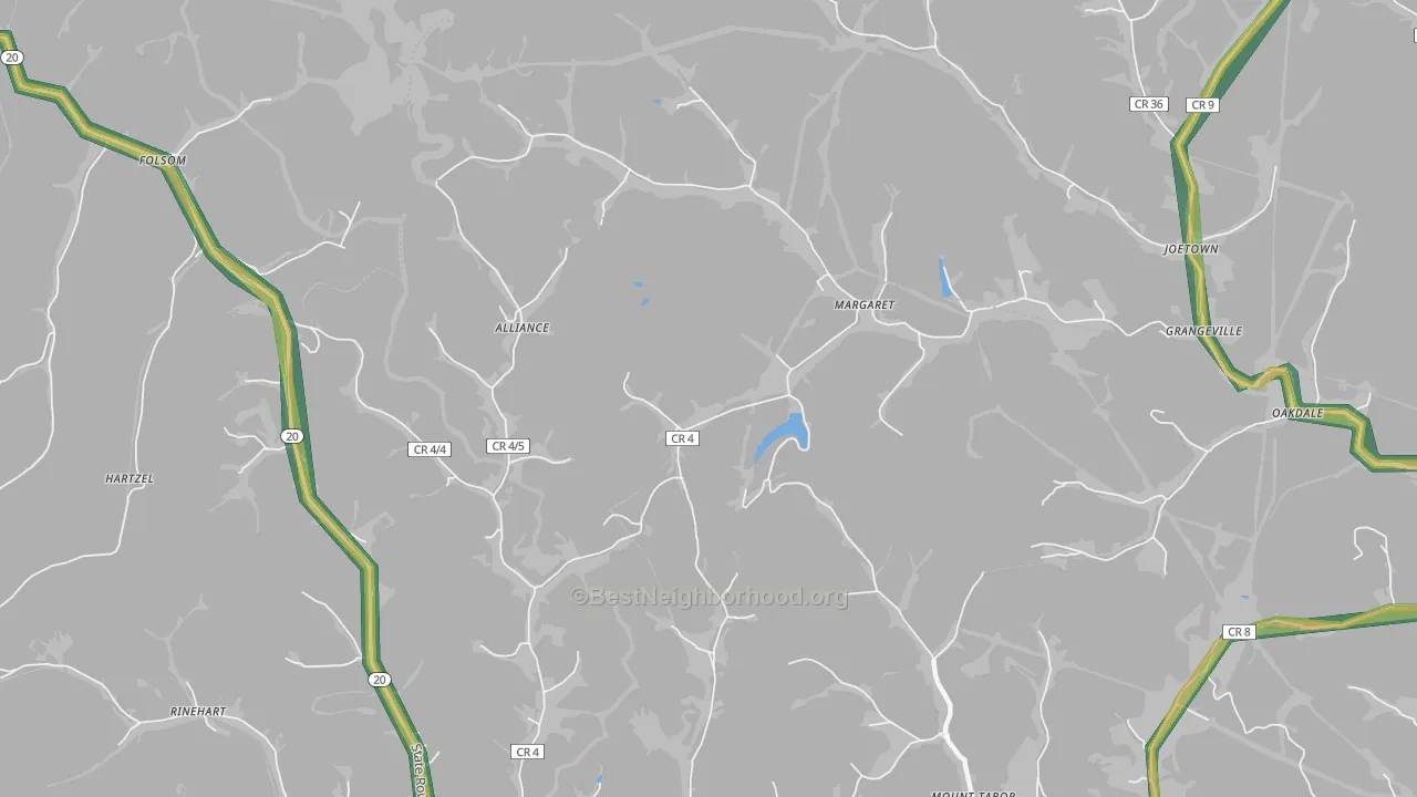 Margaret, WV Map of Noise Levels in Margaret