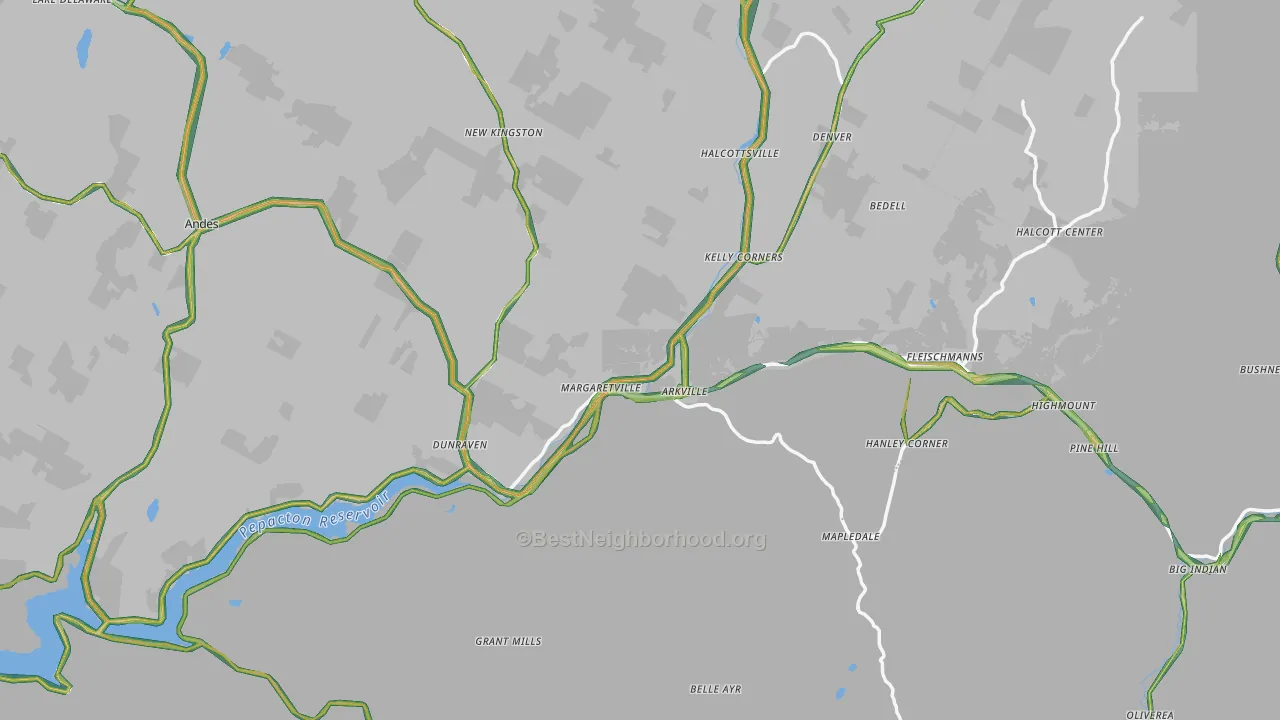 Margaretville, NY Map of Noise Levels in Margaretville