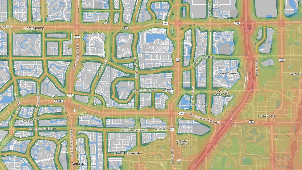 Margate, FL Map of Noise Levels in Margate