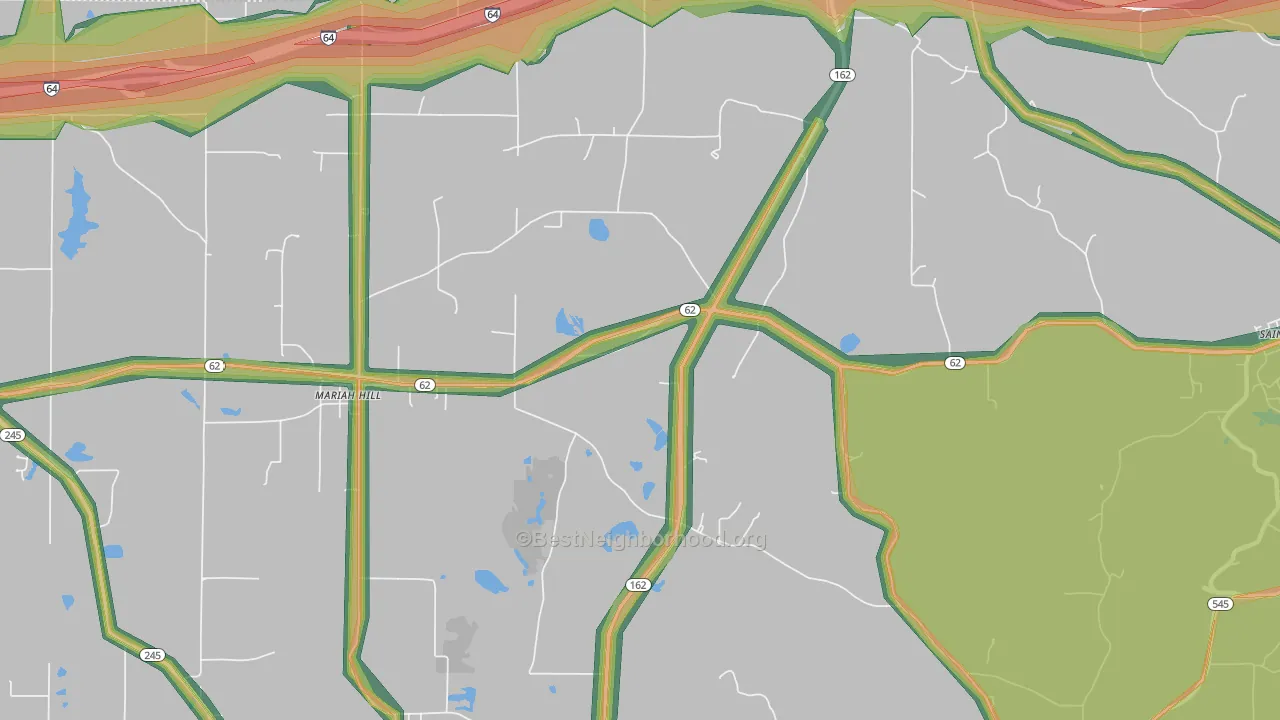 Mariah Hill, IN Map of Noise Levels in Mariah Hill