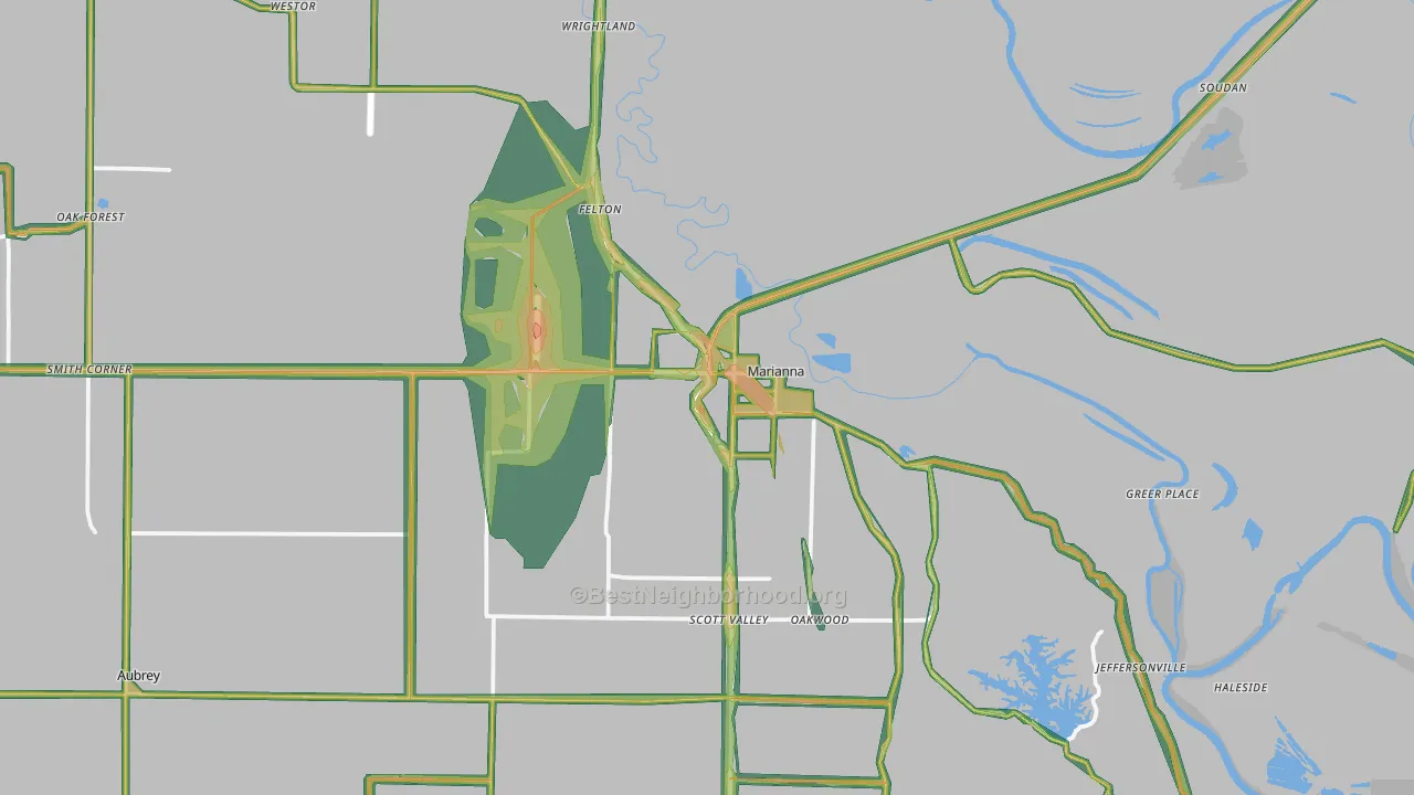 Marianna, AR Map of Noise Levels in Marianna