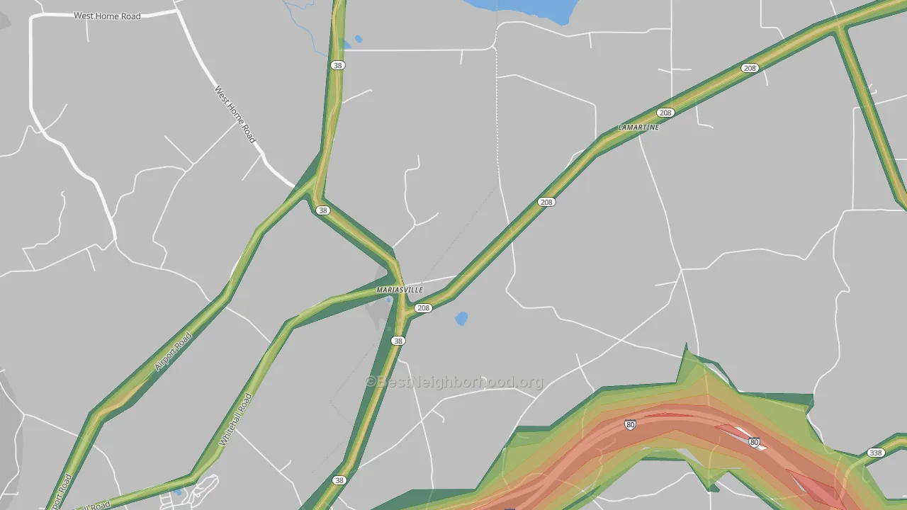Mariasville, PA Map of Noise Levels in Mariasville