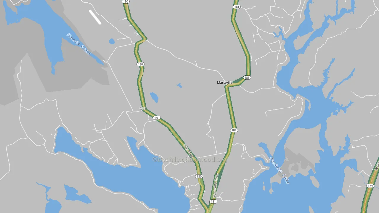 Mariaville, ME Map of Noise Levels in Mariaville