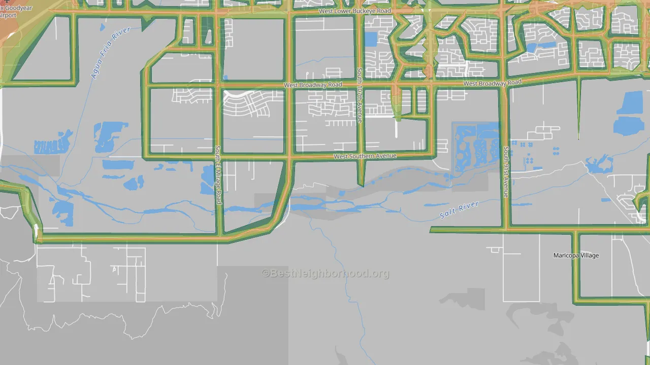 Maricopa Village, AZ Map of Noise Levels in Maricopa Village