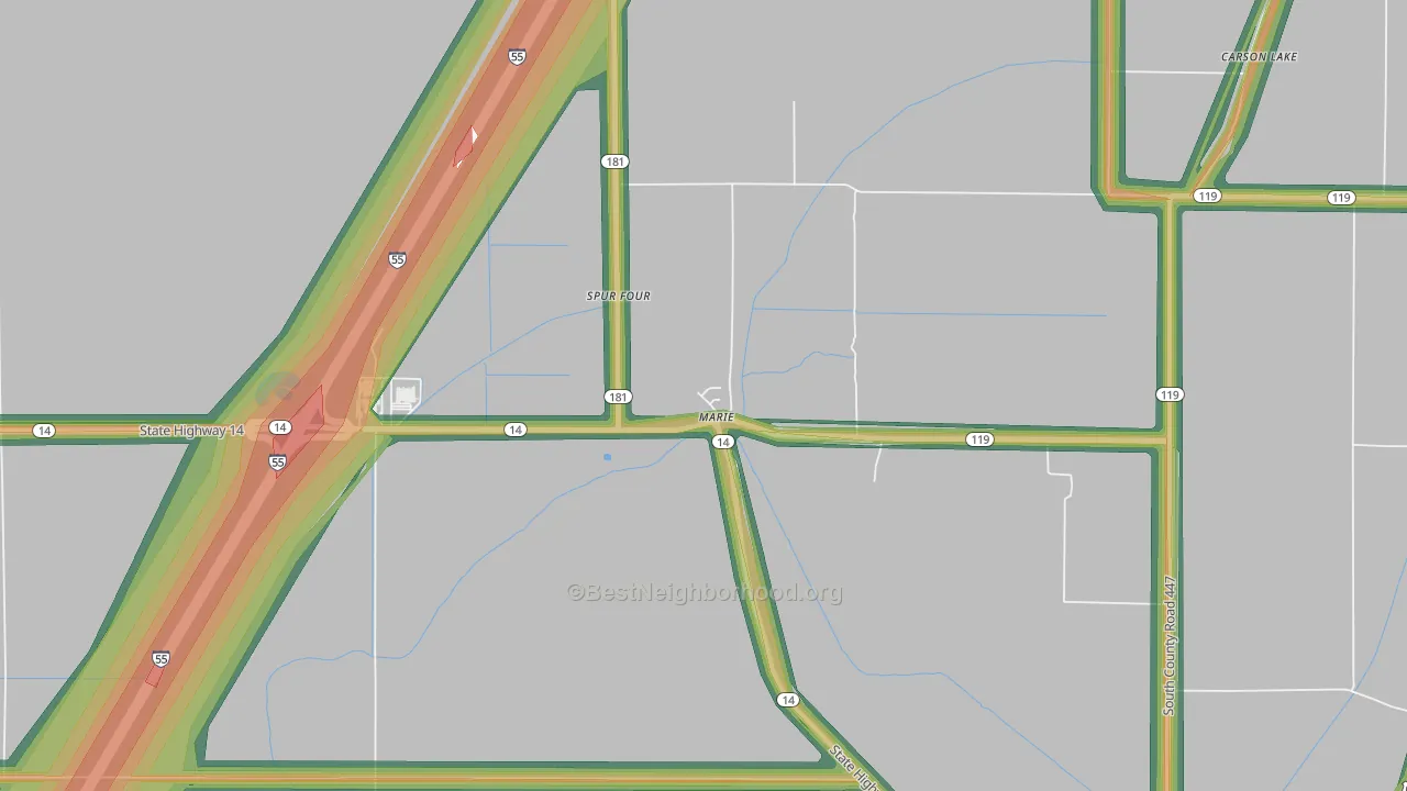 Marie, AR Map of Noise Levels in Marie