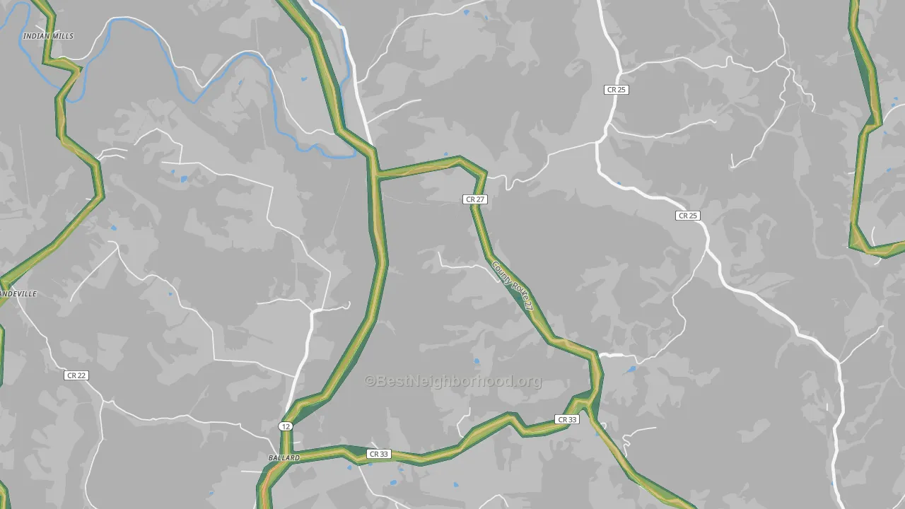 Marie, WV Map of Noise Levels in Marie