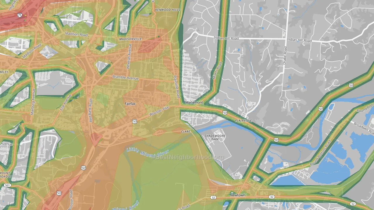 Mariemont, OH Map of Noise Levels in Mariemont