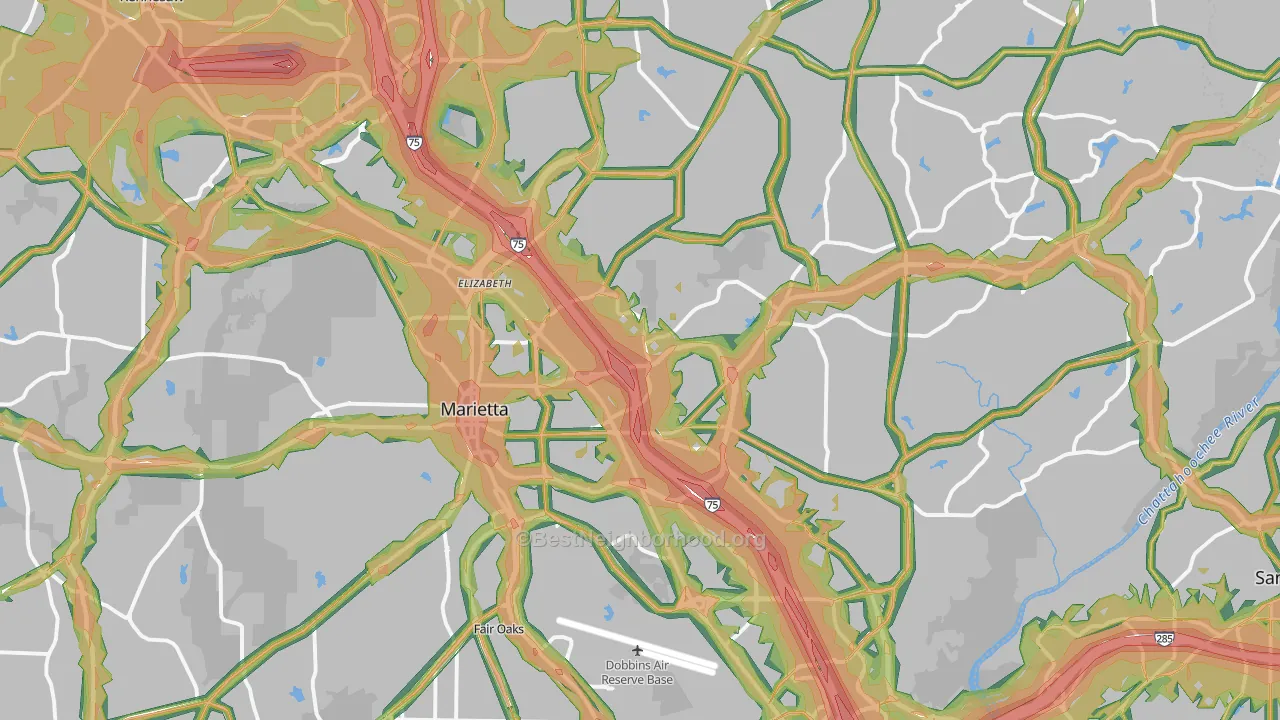 Marietta, GA Map of Noise Levels in Marietta