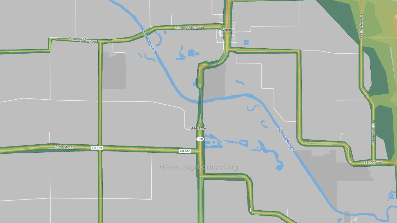 Marietta, IA Map of Noise Levels in Marietta