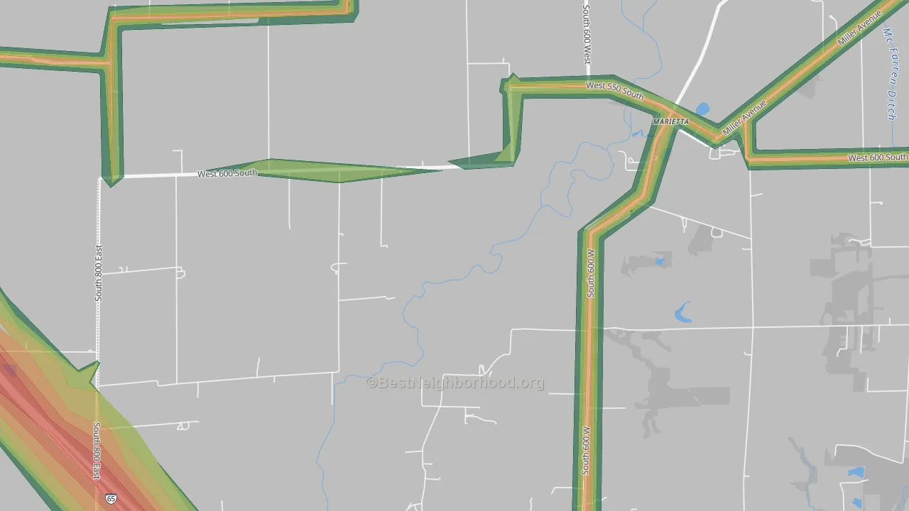 Marietta, IN Map of Noise Levels in Marietta