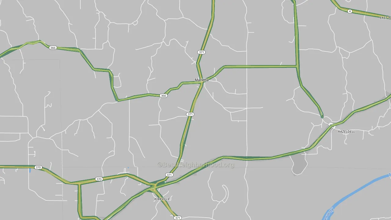 Marietta, MS Map of Noise Levels in Marietta