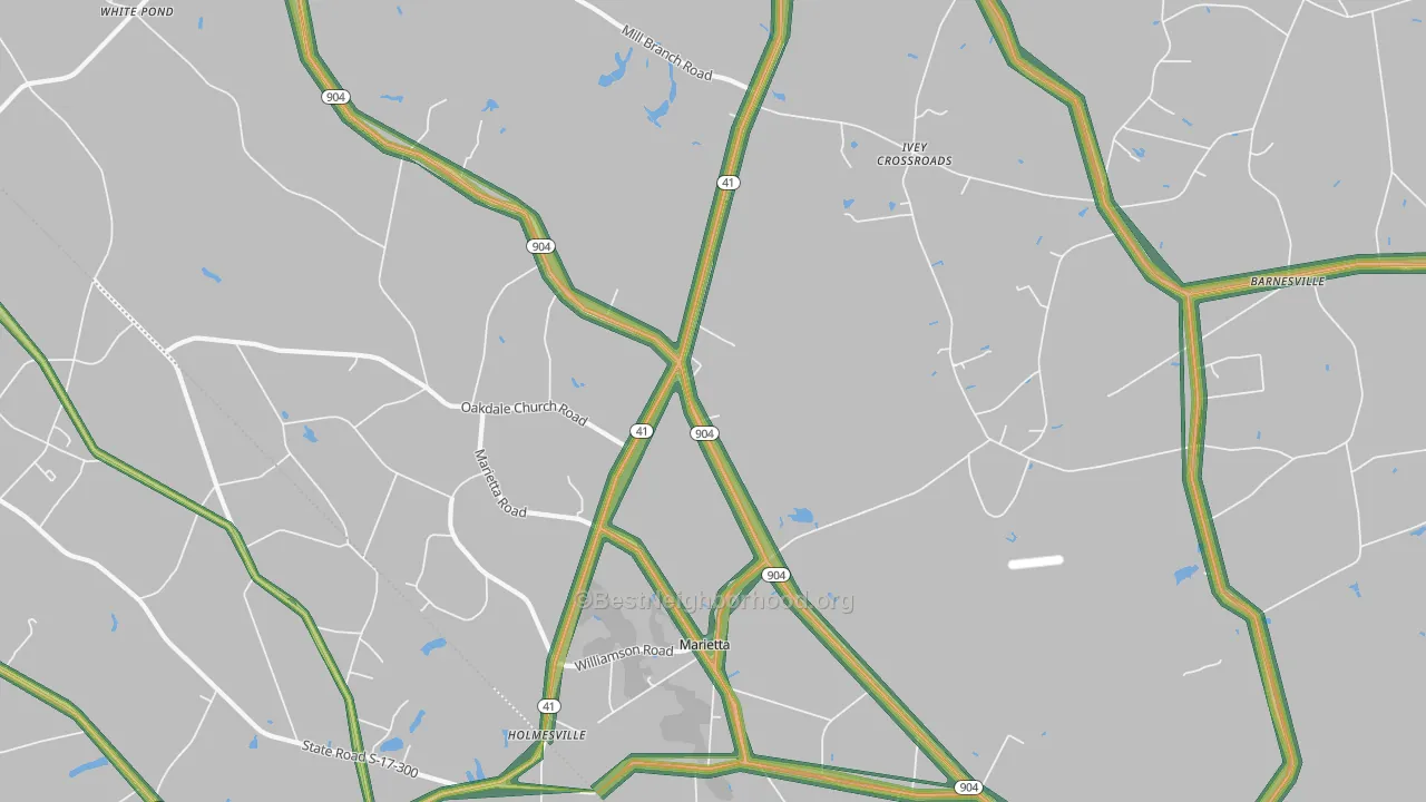 Marietta, NC Map of Noise Levels in Marietta