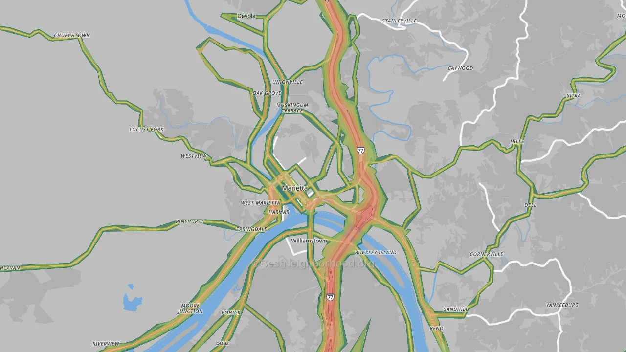 Marietta, OH Map of Noise Levels in Marietta