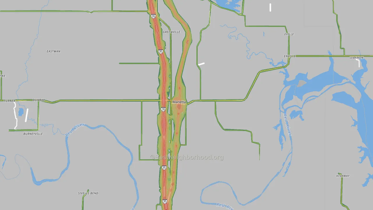 Marietta, OK Map of Noise Levels in Marietta