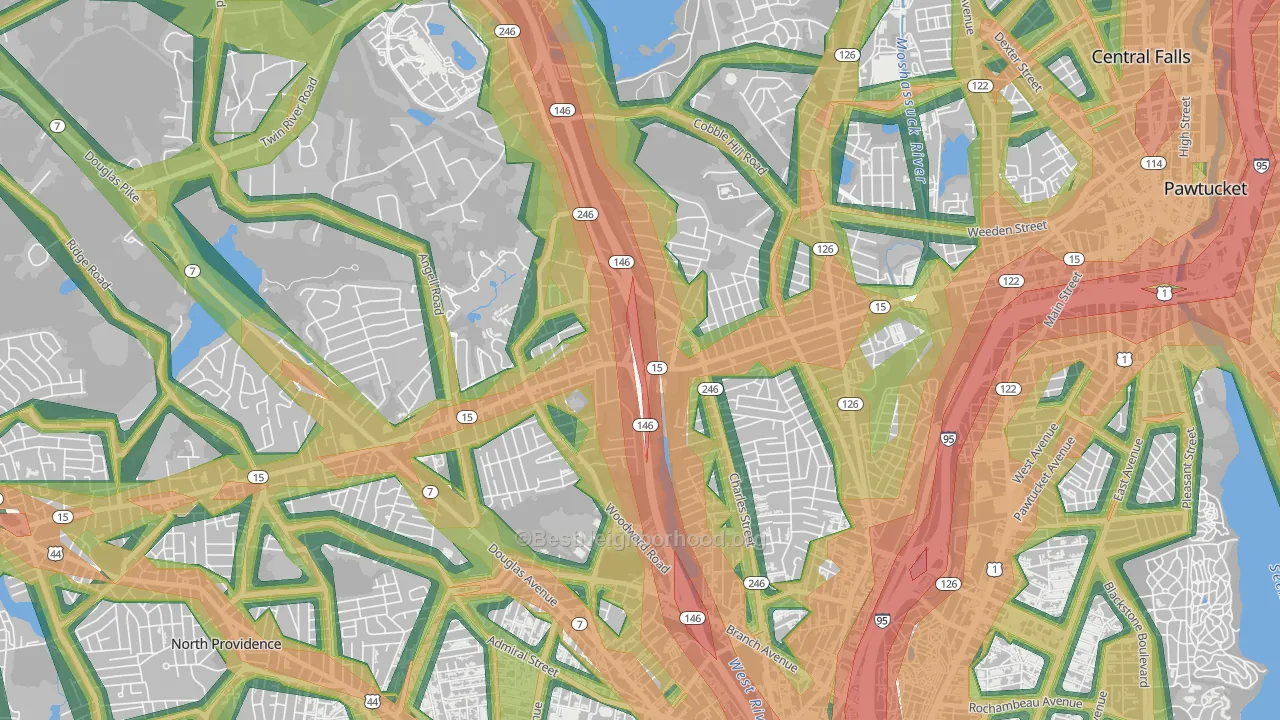 Marieville, Providence, RI Map of Noise Levels in Marieville