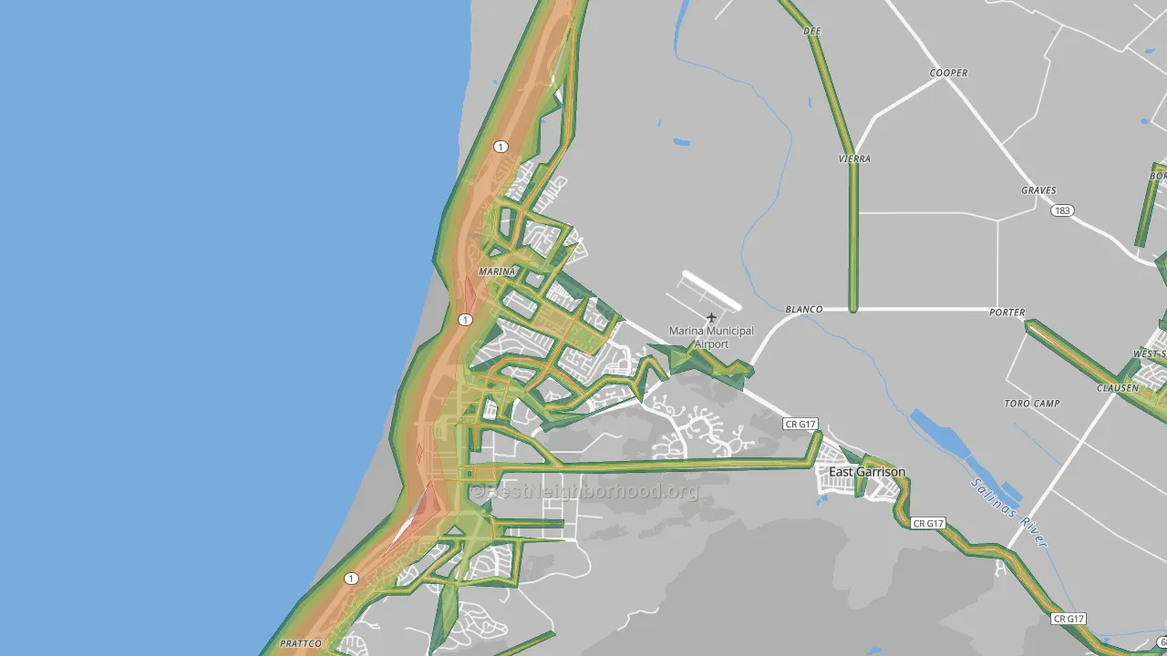 Marina, CA Map of Noise Levels in Marina
