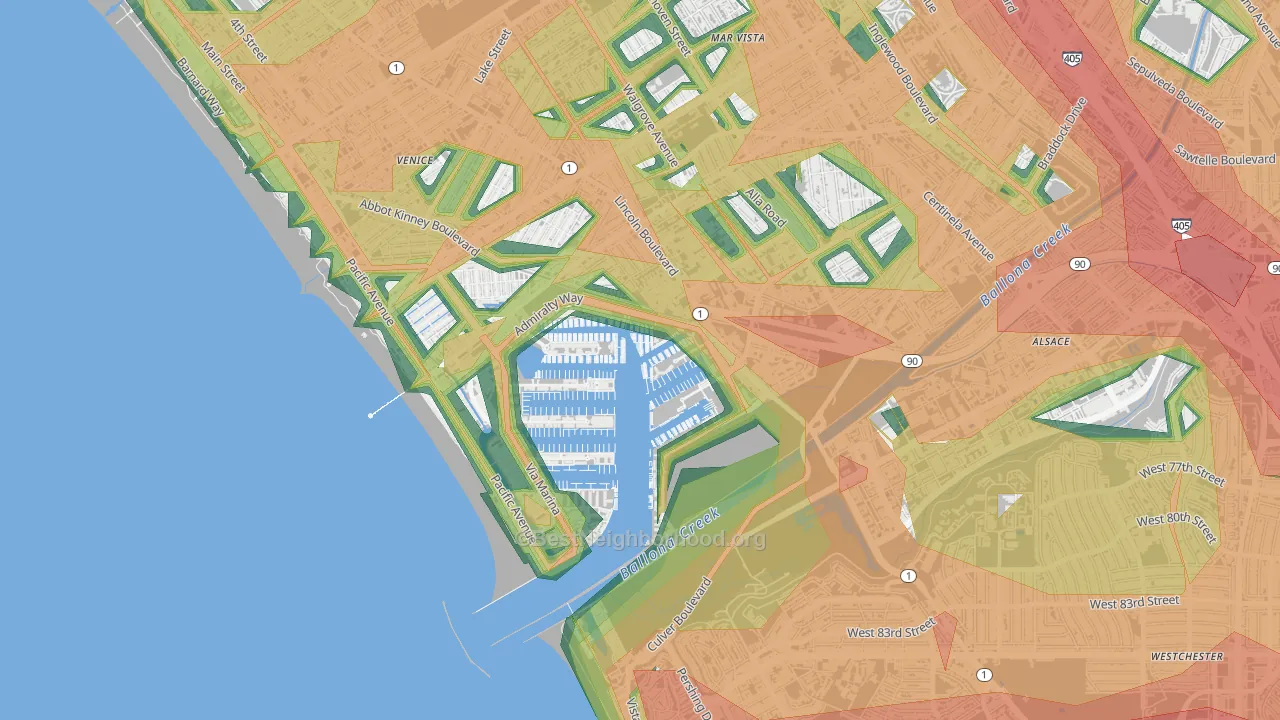 Marina Del Rey, CA Map of Noise Levels in Marina Del Rey