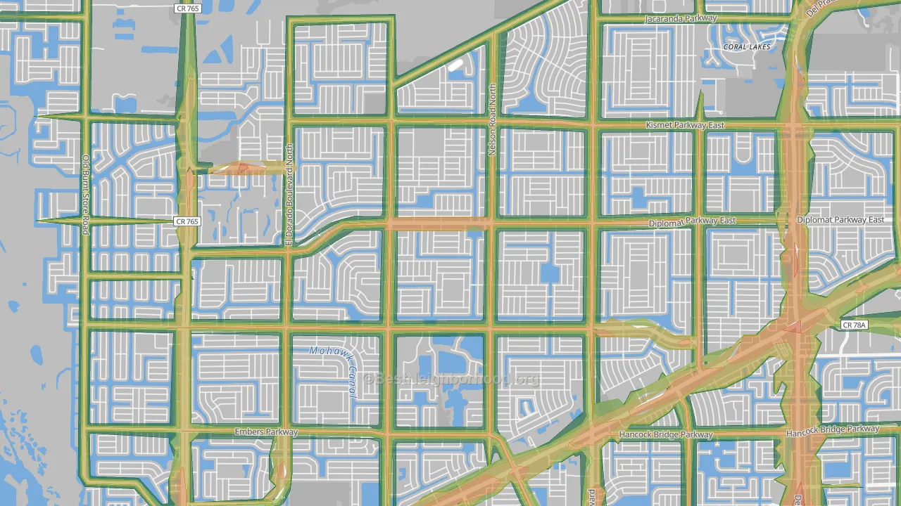 Mariner, Cape Coral, FL Map of Noise Levels in Mariner