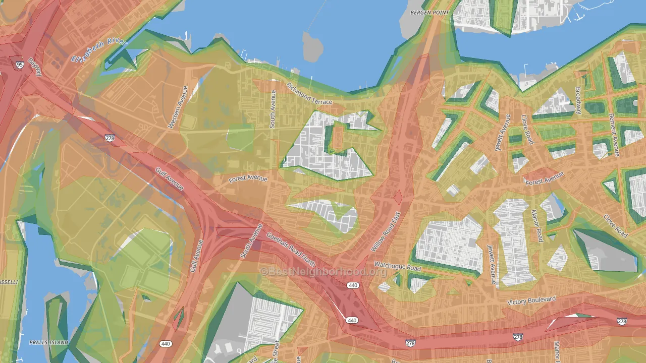 Mariners Harbor, Staten Island, NY Map of Noise Levels in Mariners Harbor