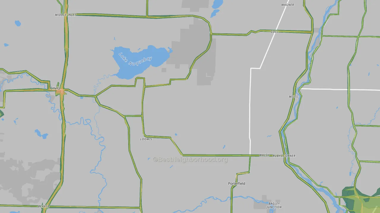 Marinette County, WI Map of Noise Levels in Marinette County