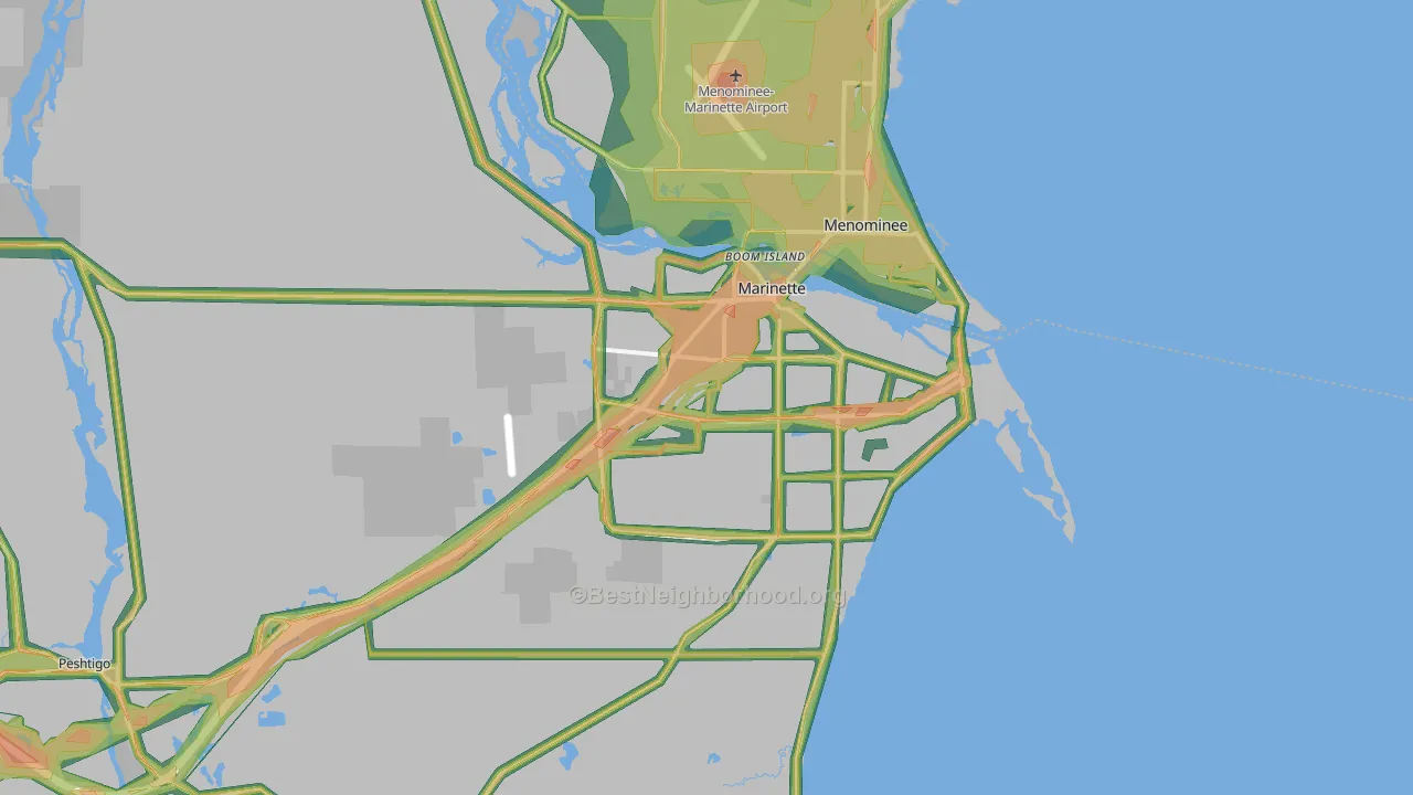Marinette, WI Map of Noise Levels in Marinette