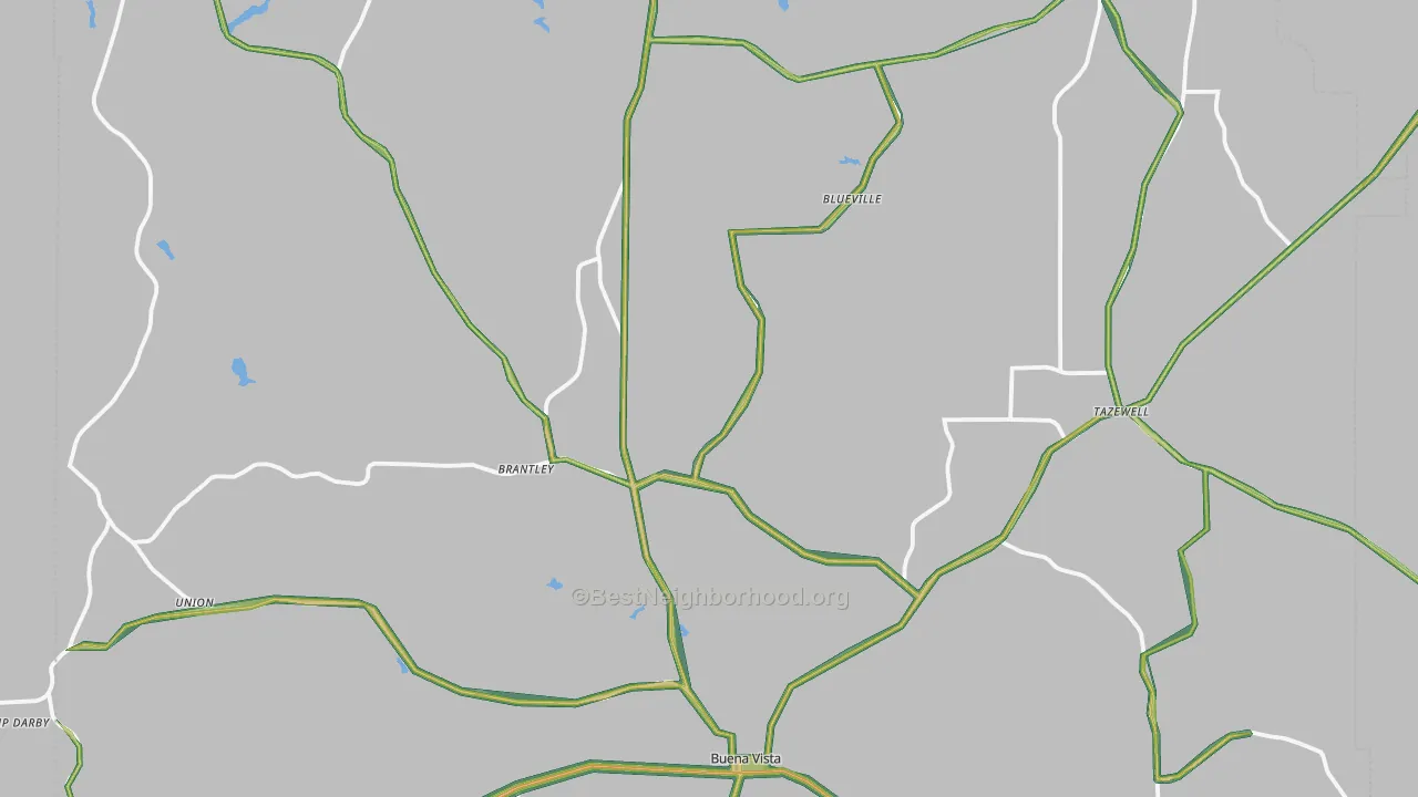 Marion County, GA Map of Noise Levels in Marion County