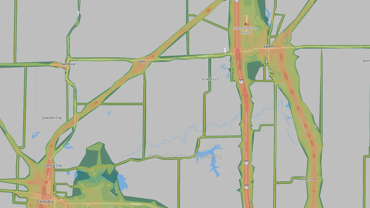 Marion County, IL Map of Noise Levels in Marion County