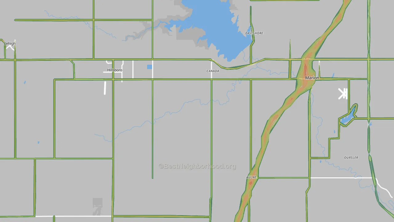 Marion County, KS Map of Noise Levels in Marion County