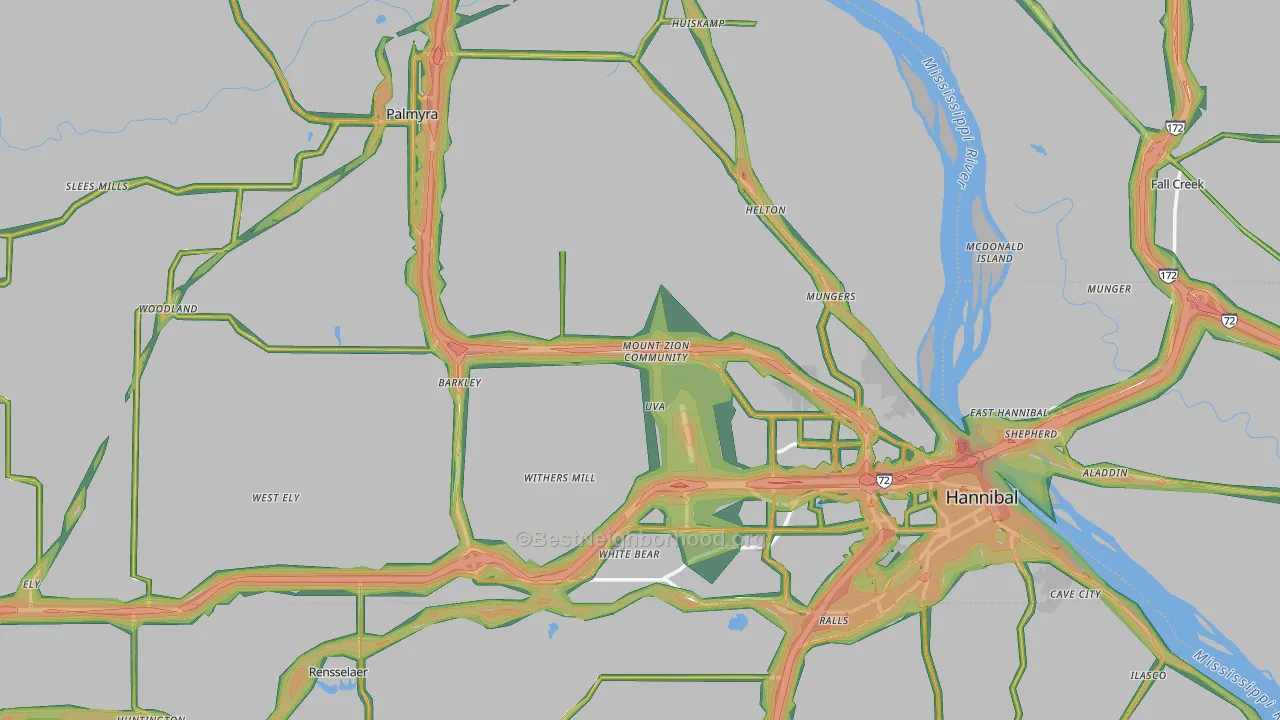 Marion County, MO Map of Noise Levels in Marion County
