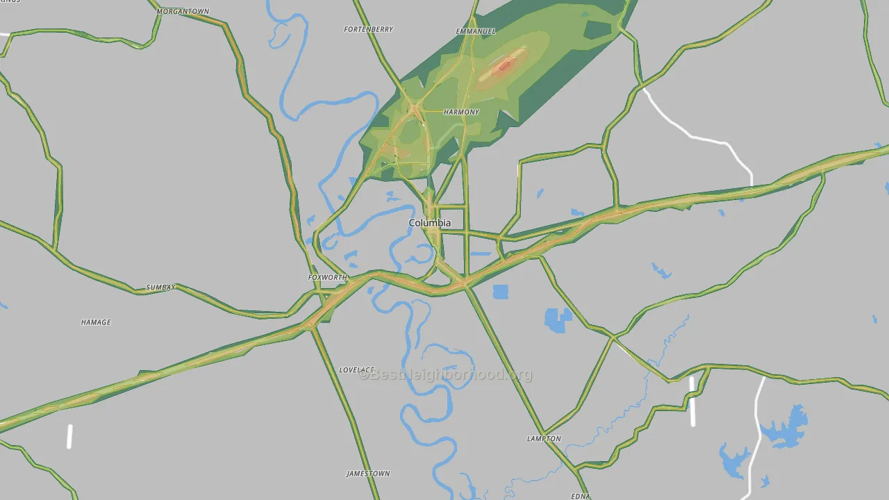 Marion County, MS Map of Noise Levels in Marion County