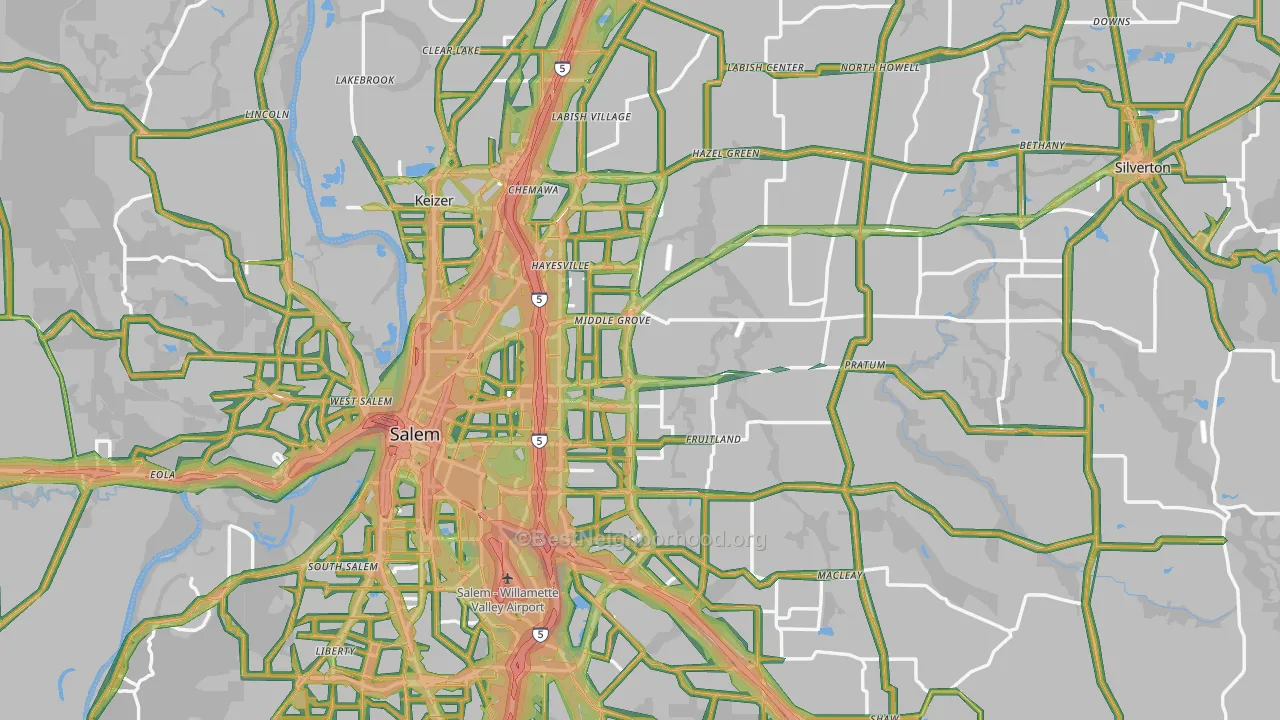 Marion County, OR Map of Noise Levels in Marion County