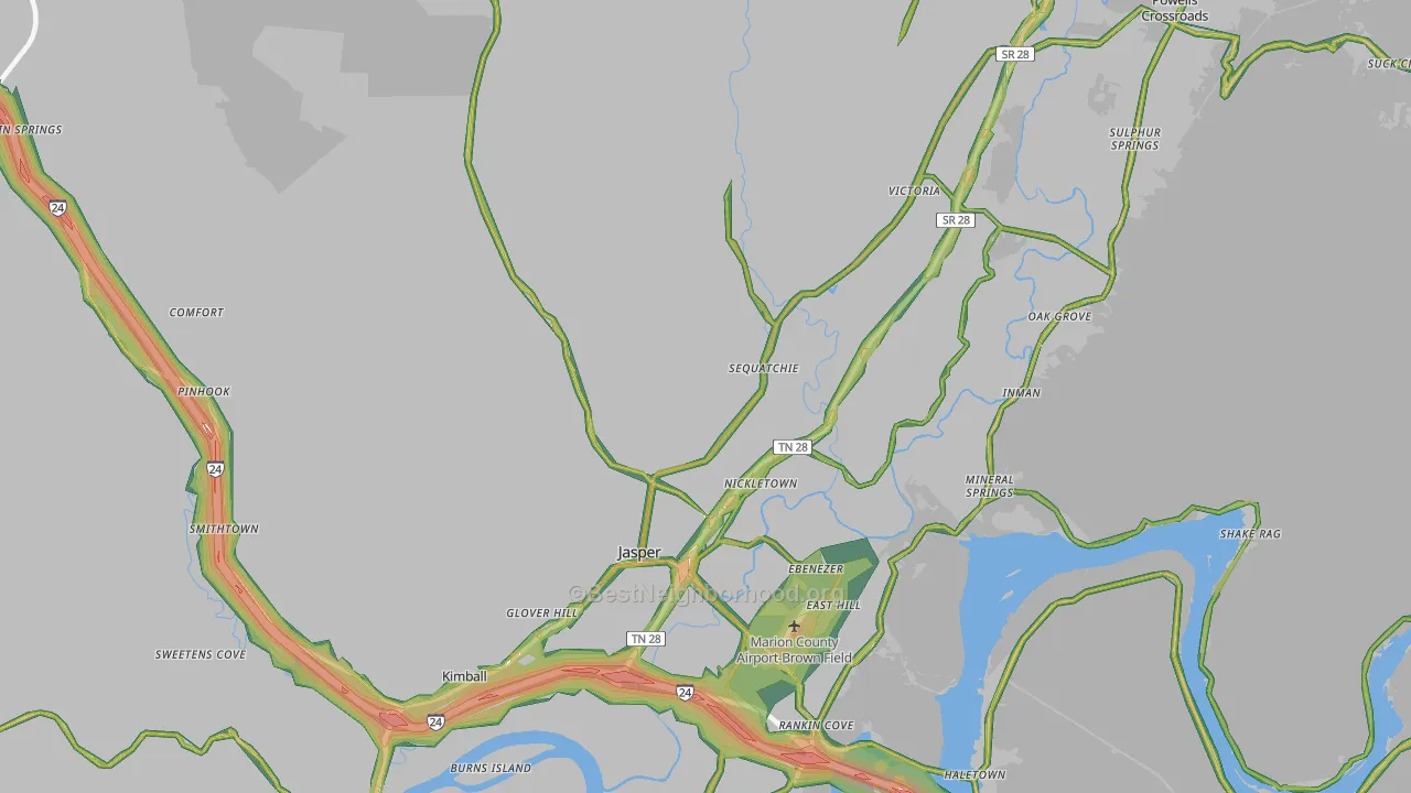 Marion County, TN Map of Noise Levels in Marion County