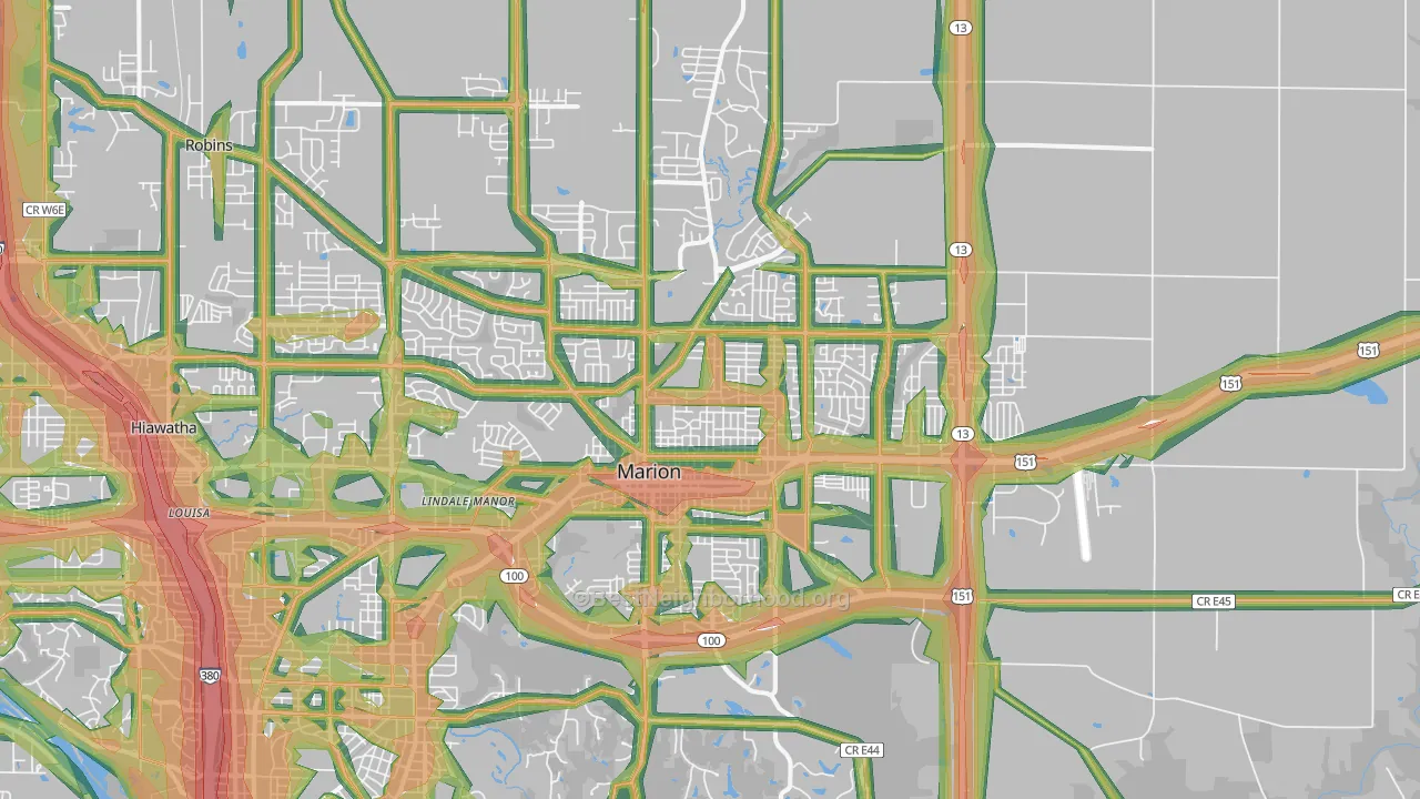 Marion, IA Map of Noise Levels in Marion