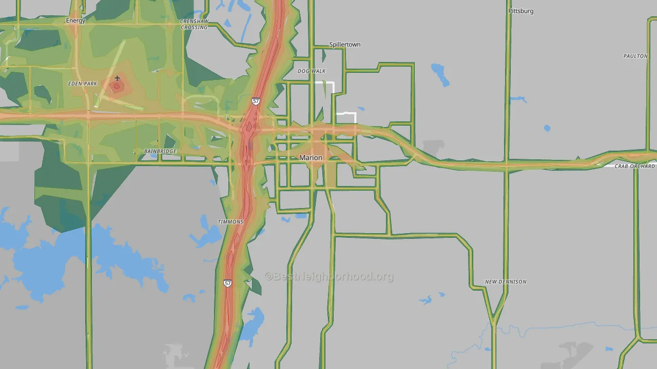 Marion, IL Map of Noise Levels in Marion