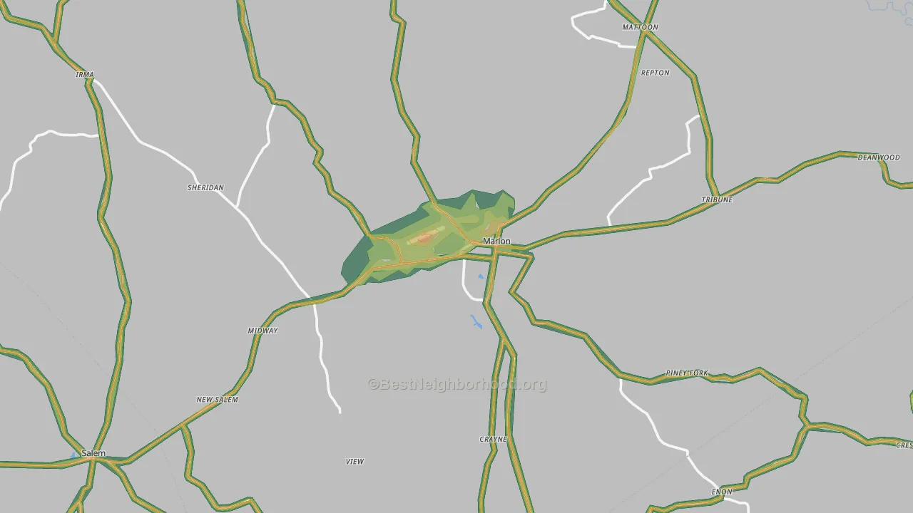 Marion, KY Map of Noise Levels in Marion