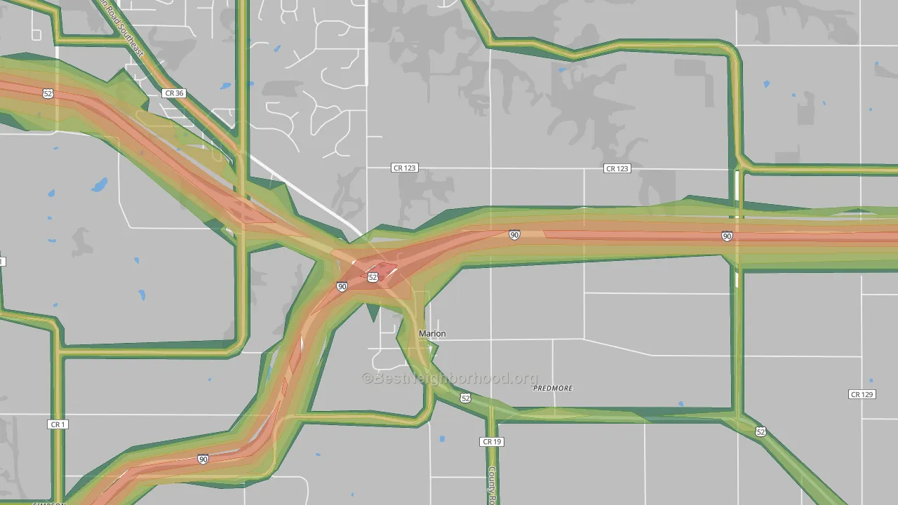 Marion, MN Map of Noise Levels in Marion